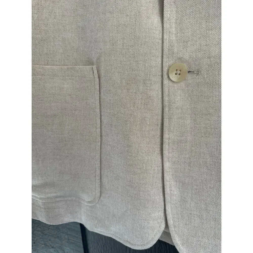ZARA Linen Blend Sports Coat Blazer Jacket Ivory Cream Size Large